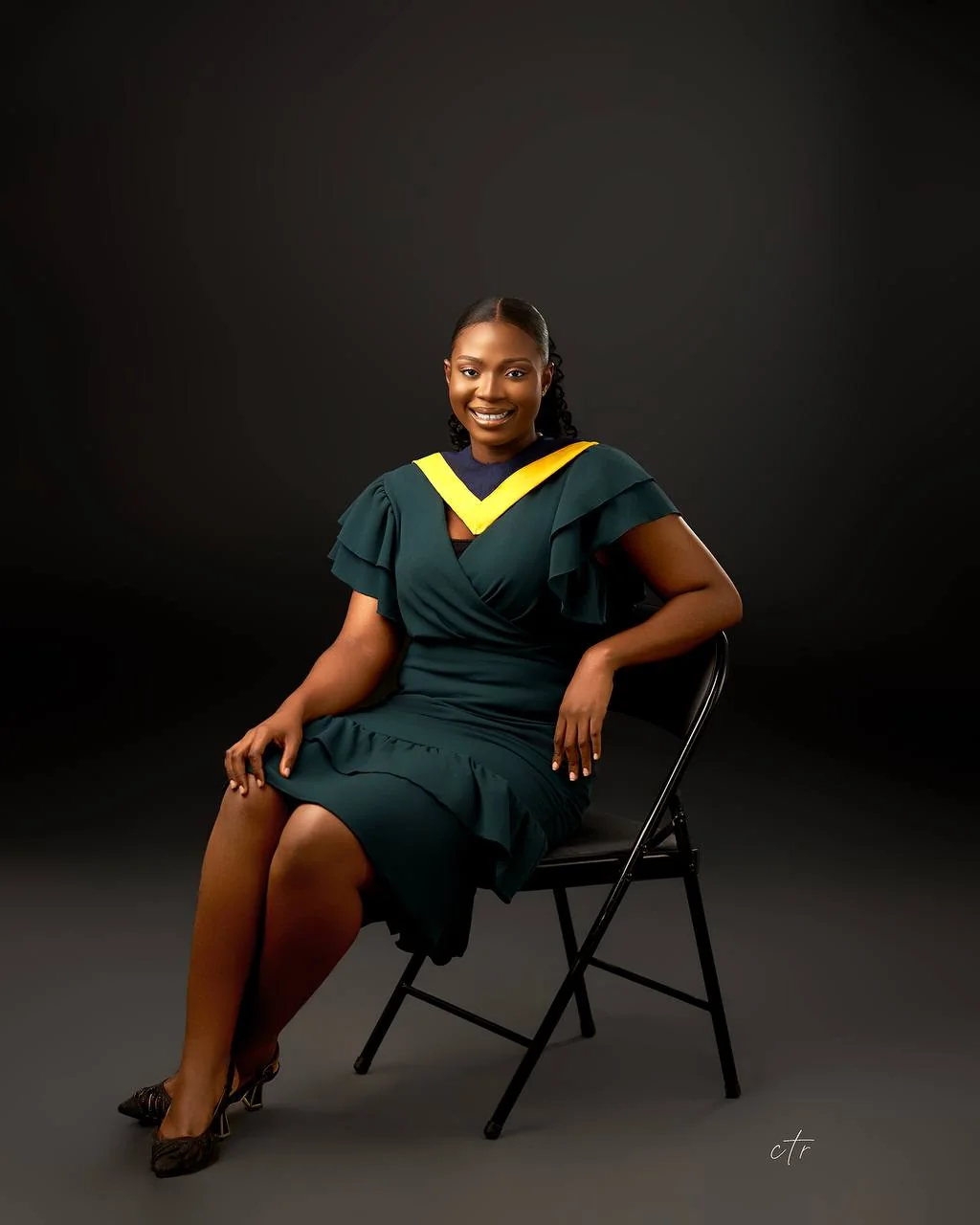 A studio portrait with a polished glam finish