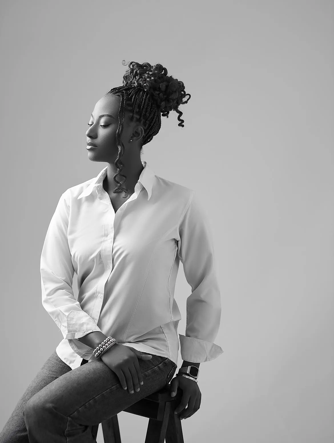 Black and white portrait of Patricia